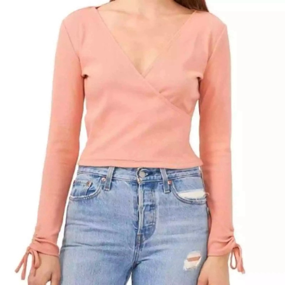 1. State Blush Long Sleeve Wrap Top